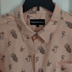 Big Men's Hawaiian Shirt With Skeleton Pineapple Peace Sign Pattern